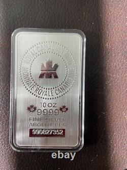 1 10 OZ Silver Bar Royal Canadian Mint. 9999 Pure