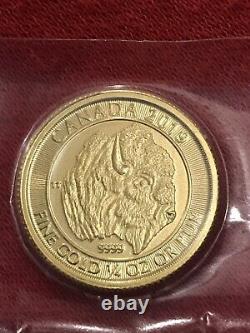 1/4 oz. Gold Coin. Rare 2019 $10 Canadian Bison