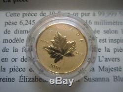 1/5 oz 6.25 g Pure Gold Maple Leaf Coin Piedfort Rare only 3000 minted