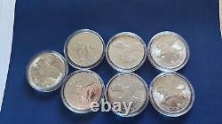 1 Oz Canadian Silver Lot Of 7 Coins 2 Cougar, 2 Peregrine, Moose, Bear, Wolf