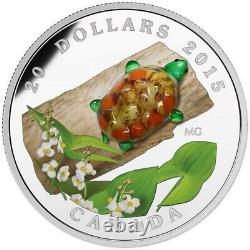 1 Oz Silver Coin 2015 $20 Canada Murano Glass Turtle Broadleaf Arrowhead Flower