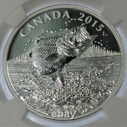 1 oz 2015 Canadian LARGEMOUTH BASS. 999 silver PROOF coin PF70 Ultra Cameo
