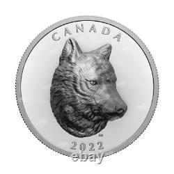 1 oz 2022 Timber Wolf Extraordinary High Relief Silver Coin Royal Canadian Min