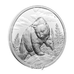 1 oz 2023 Ultra High Relief Great Hunters Grizzly Bear Silver Coin Royal Cana