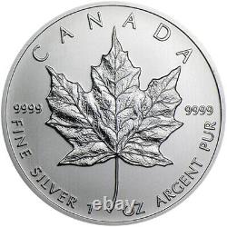 1 oz. Canadian Silver Maple Leaf. 9999 Fine Silver BU. Lot of 5 Assorted Years