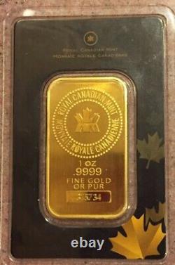 1 troy oz RCM Royal Canadian Mint Gold Bar. 9999 Fine Sealed In Assay