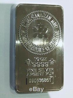 10 Oz Royal Canadian Mint Silver Bar. 9999 Fine Silver Bullion