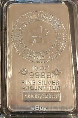 10 oz 0.9999 Fine Silver Royal Canadian Mint (RCM) bar