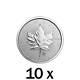 10 Oz 10 X 1 Oz 2019 Silver Maple Leaf Coin Rcm. 9999 Ag