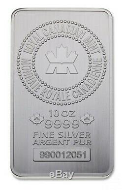 10 oz Royal Canadian Mint Silver Bar. 9999 No Reserve! New in Plastic Sleeve