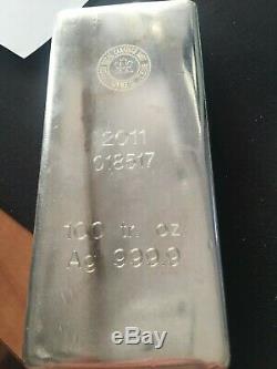 100 Ounce Silver Bar Royal Canadian Mint (RCM) Old Design 2011