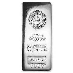100 oz Silver Bar Royal Canadian Mint (. 9999 Fine, Pressed Finish)