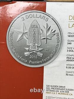 10oz 20 Canada 1/2 oz Silver 2015 Devils Brigade. 9999 BU $2 Coin Special Forces