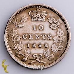 1858 Canada 10 Cents Silver Coin In XF, KM# 3