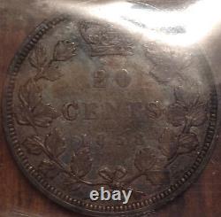 1858 Canada Silver 20 Cents Certified Vf-30 By Iccs Have A Look