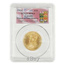 1914 $10 Canadian Gold Reserve PCGS MS-64 Gold Coin