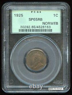 1925 One Cent Specimen PCGS SP65RB Royal Canadian Mint KM28 Key Date