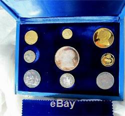 1971 Qatar Silver & Gold Dinar Coin Set Case Proof Royal Canadian Mint RARE