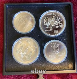 1976 Montreal Olympic set BU, 28 coins, original box 92.5% Silver details of ea