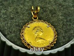 1983 Canada $10 Gold Maple Leaf In A 14k Yellow Gold Rope Bezel Pendant Km#136