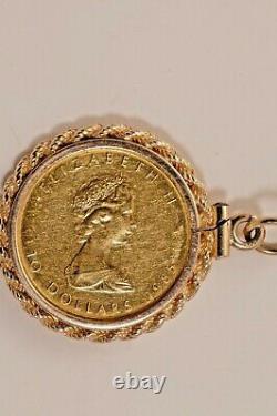 1985 $10.999 Gold Canadian Maple Coin Pendant Necklace 18 Rope