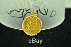 1985 Canada $10 Gold Maple Leaf In A 14k Yellow Gold Bezel Pendant