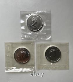 1988 1990-2000 2000 Canada $5 Maple Leaf 1 oz Silver Coin of 3