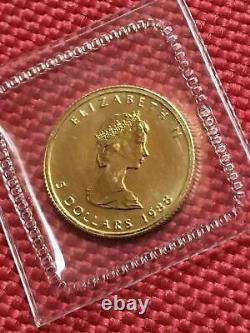1988 Canada 1/10 oz Fine Gold Maple Leaf $5 Coin BU in Seal