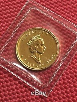 1993 Canada 1/10 oz Fine Gold Maple Leaf $5 Coin Mint Sealed