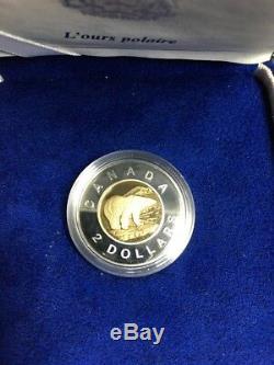 1996 CANADA $2 COIN 2 DOLLAR Bi Metallic GOLD PROOF POLAR BEAR
