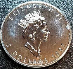 1997 CANADA $5 SILVER MAPLE LEAF 1oz. 9999 Pure Silver BULLION BU Coin SML KEY