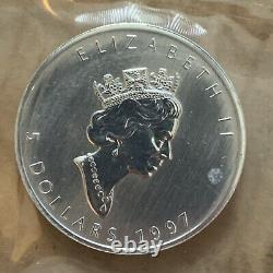1997 Canada $5 Silver Maple Leaf. 9999 Pure 1oz RCM SEAL REMARKABLE SALE PRICING