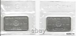 2 Sealed RCM 1oz Silver Bullion Bars with Sequential Serial #s Royal Canadian Mint