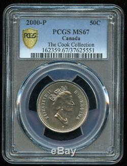 2000P Elizabeth II 50 Cents PCGS MS67 Royal Canadian Mint, KM290b Estimated 50