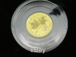 2001 1/4 oz OUNCE GOLD MAPLE LEAF HOLOGRAM COIN 9999 FINE RCM 10 DOLLARS BOX