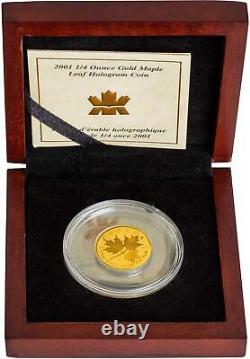 2001 Canada 1/4 Ounce. 9999 Fine Gold Maple Leaf Hologram Coin