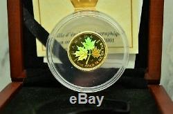 2001 Canada $10 Maple Leaf Hologram 1/4 Oz. 9999 Fine Gold -limited Edition Ogp
