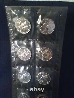 2001 Canadian silver maple leaf coins, $5.00 full sheet of ten RCM rare coins