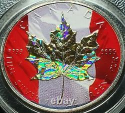2003 CANADA $5 HOLOGRAM RED FLAG GOLD LEAF Silver Maple Leaf 1oz. 9999 Coin &COA