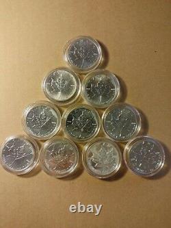 2003 Canada Maple Leaf Silver Bullion Coin 5 DOLLARS (10 coin Lot)