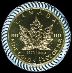 2004 Canada $20 25th Ann Maple Leaf 1/2 oz. 9999 Gold Coin with Silver NGC MS 70