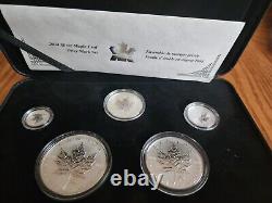 2004 Canada Maple Leaf 5 coin Fractional set with RCM Privy Mark. 9999 Silver