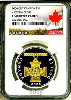 2006 Canada Gilt. 9999 Silver Victoria Cross 1 Dollar Royal Canadian NGC PR68