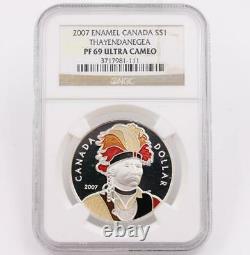 2007 Canada S$1 Thayendanegea Enameled NGC PF69 Ultra Cameo Mint Colour