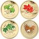 2010 Gold Coin Set 4 X $75 Maple Leafs In Seasonal Colours Royal Canadian Mint