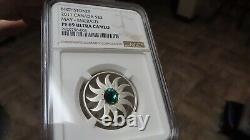 2011 Canada May Birthstone Emerald Swarovski Crystal $3 1/4 Oz Silver Ngc Pr69