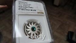 2011 Canada May Birthstone Emerald Swarovski Crystal $3 1/4 Oz Silver Ngc Pr69