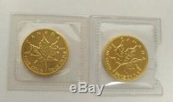 2012 & 1990 1/10 oz Gold Maple Leaf $5 Coin 9999 Seal opened on both package