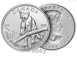 2012 Canadian Wildlife Cougar 1 Oz Silver Coins 25/tube Mintage 1,000,000