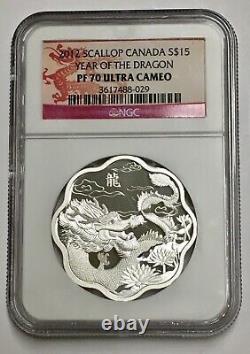 2012'Year of the Dragon' (Scallop Shaped) $15 Silver. 9999 Fine NGC pf 70 UC